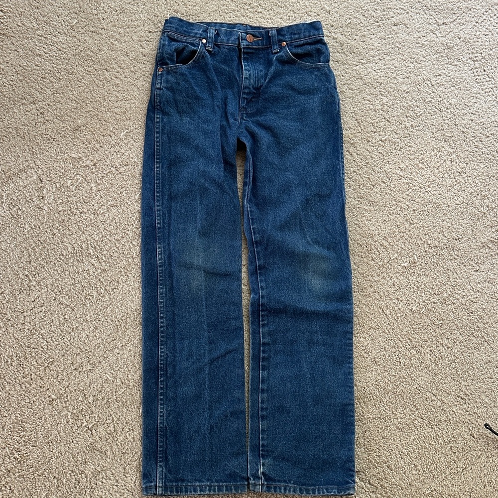 Boys Wrangler Cowboy Cut Original Jean Size 14 Reg Dark Indigo Adjustable Waist